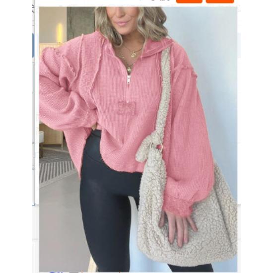 GMXIA Женская мода повседневная осень-зима однотонный принт длинный рукав воротник-молния блузки и рубашки