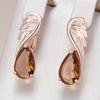 Блестящие коричневые натуральные цирконы английские серьги для женщин цвет розового золота аксессуары в виде крыльев высокое качество повседневные украшения