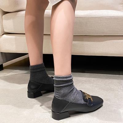 - Лоферы Wind, женские туфли из мелкой кожи с квадратным носком, две металлические пряжки, женские туфли на толстом каблуке