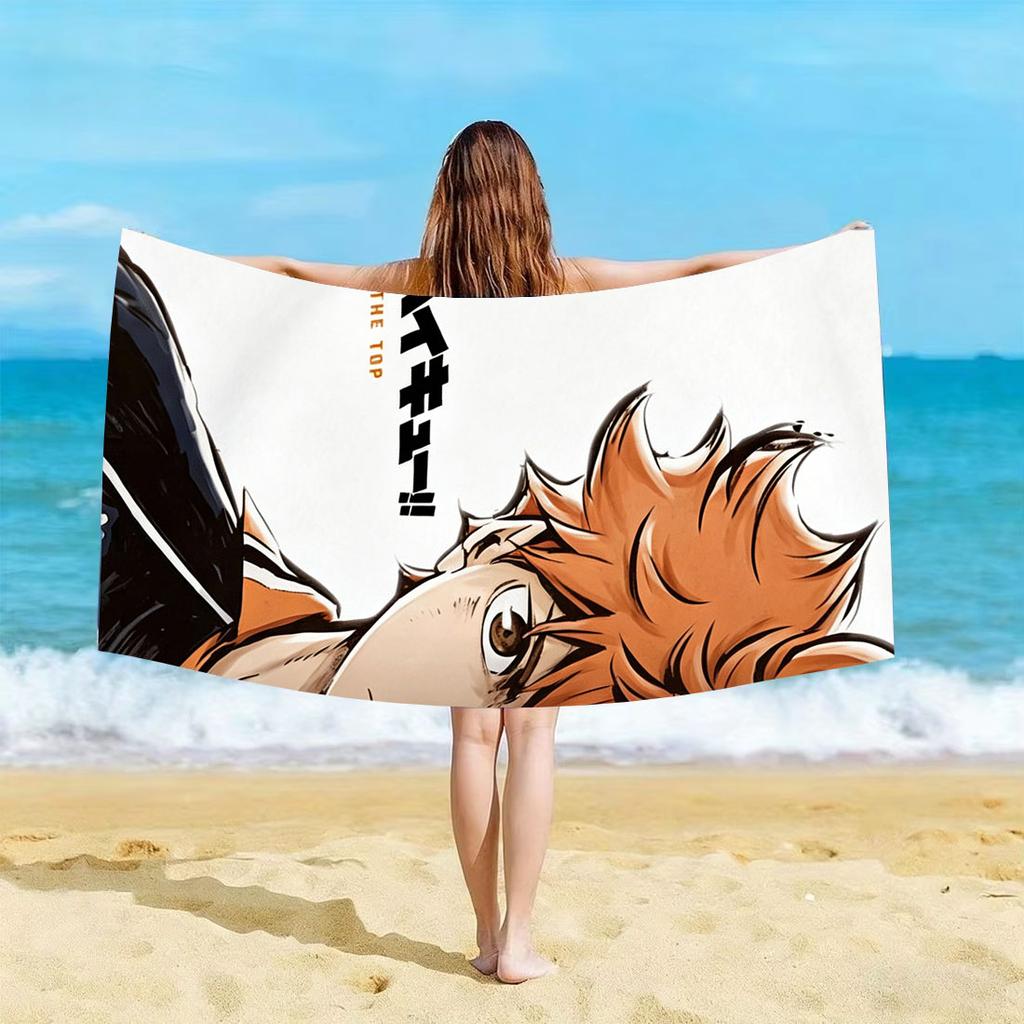 1 шт. H-Haikyuu H-Хината Сёё Принт Микрофибра Пляжное полотенце Быстросохнущее Впитывающее Без песка для Пляжа Тренажерного зала Ванной Комнаты Аксессуары