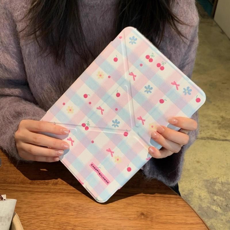 Cherry Plaid IPad Case With Magnetic Detachable Design Stand Cover Air 10.9 11 13 Pro Mini 6 7 10 Gen
