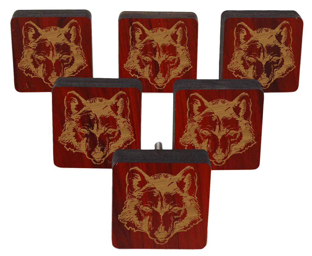 IBA Indianbeautifulart Красный Волк Животное Гравировка 10 Шт. Мебель Деревянные Ручки Гребешок Деревенский Ящик
