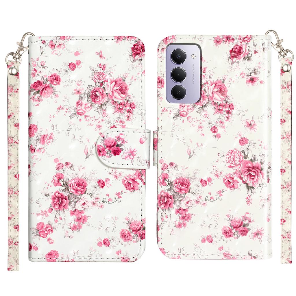 Для Xiaomi Redmi 15 5G (США) (171 мм)/Xiaomi Redmi 15 4G (США) (171 мм) Чехол-кошелек из кожи с 3D-печатью и ремешком