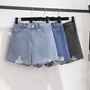 Летняя повседневная свободная женская одежда, джинсовые шорты, широкие джинсовые шорты, брюки больших размеров, короткие джинсы с дырками для женщин