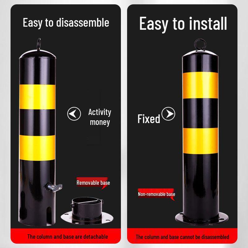 Reflective Steel Anti-Collision Post: Removable Ground Pile for Road Block Isolation and Parking Safety