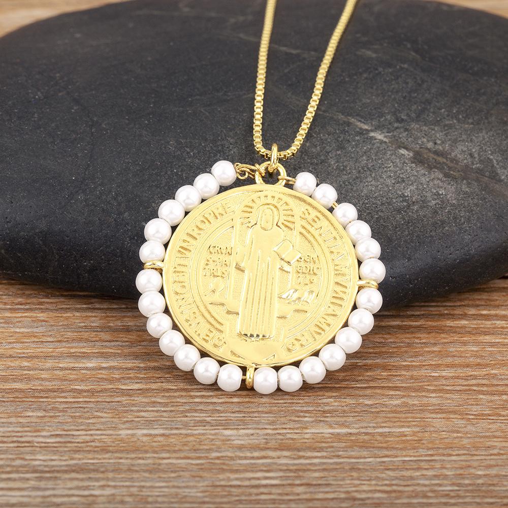 Nidin Новый Креативный Дизайн Круглая Форма Инкрустированные Бусины Подвеска-Шарм Ожерелье Для Женщин Мужчин Религиозный Стиль Ювелирные Аксессуары Подарок