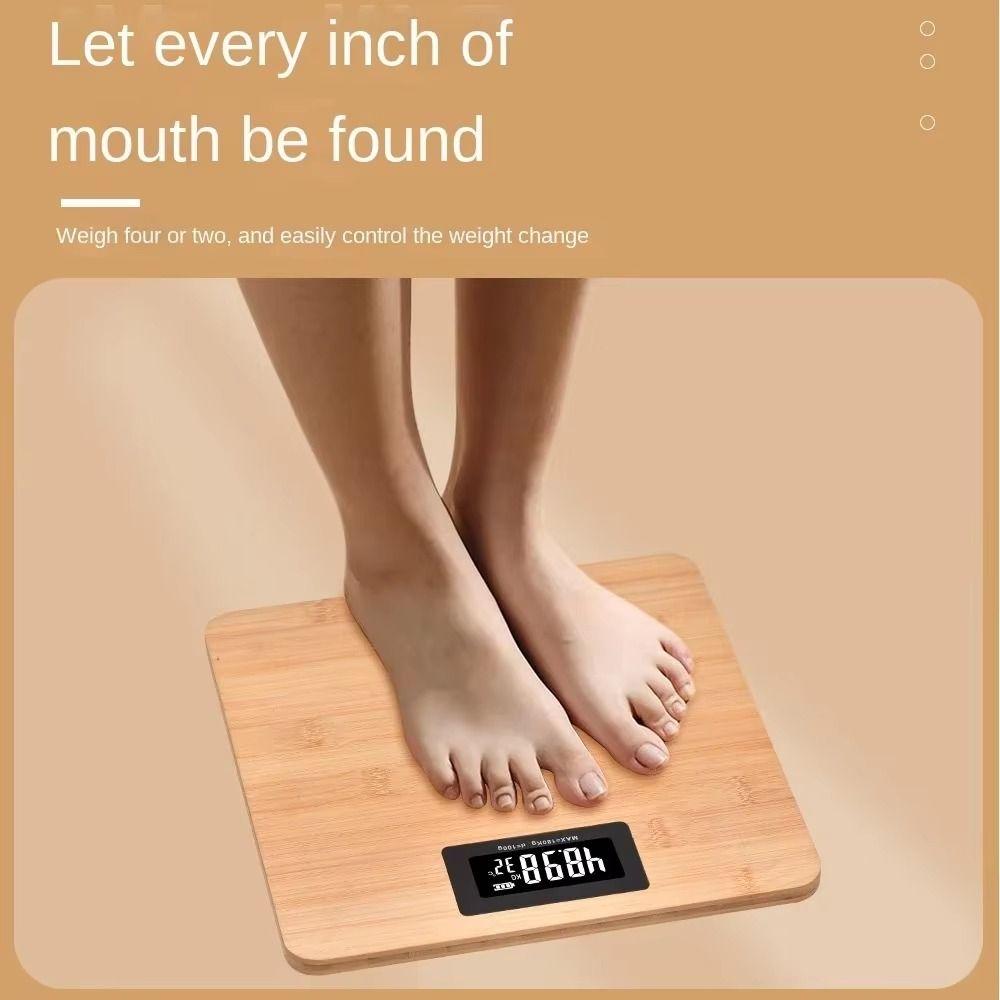 Square Woman Body Scales LED Digital Electronic Weighing Scale Bamboo Weight Scale Home Use