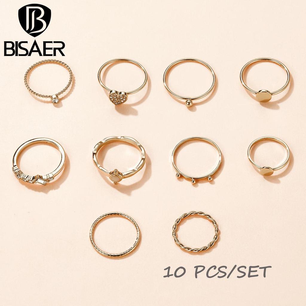 Bisaer Rhinestones & Round Beads Alloy Ring-girl Set for Ladyies Daily Jewelry