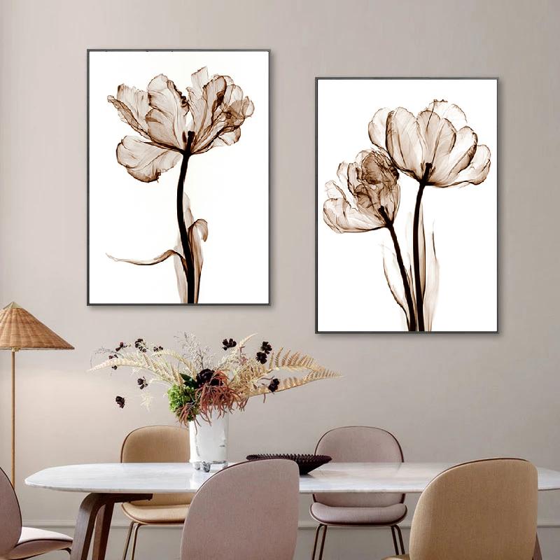 Floral Crystal Boho Beautiful Parrot Tulips Poster Canvas Paintings Wall Art Print For Living Room Bedroom Home Decoration