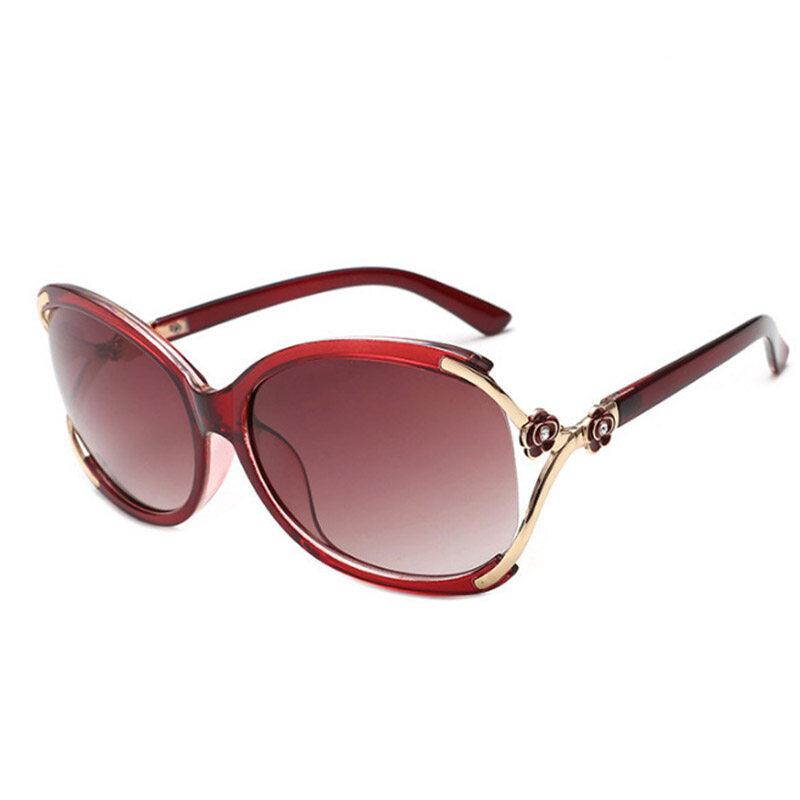 Newest Anti-UV Square Sunglasses for Women with Retro Camellia Design and Summer Glasses Case
