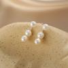 New natural freshwater pearl earrings, silver stud earrings women's exquisite simple niche design fringed long earrings