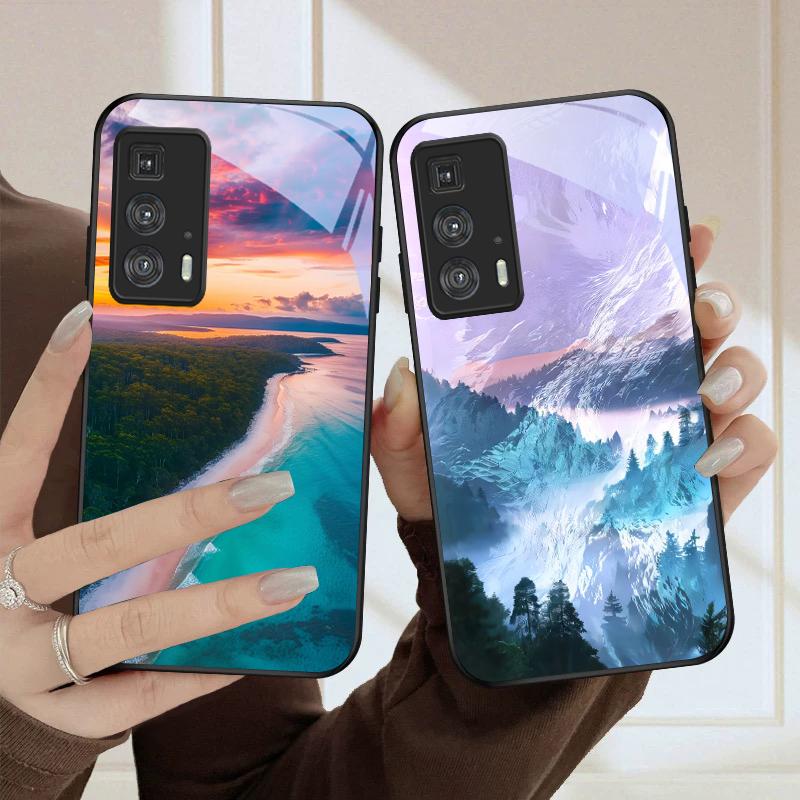 Морской шторм маленький парусник Для Motorola Moto Edge 20 Lite 30 Pro 40 Neo 50 Ultra G14 G22 G24 Power 34 G35 X30 Pro Стеклянный чехол для телефона