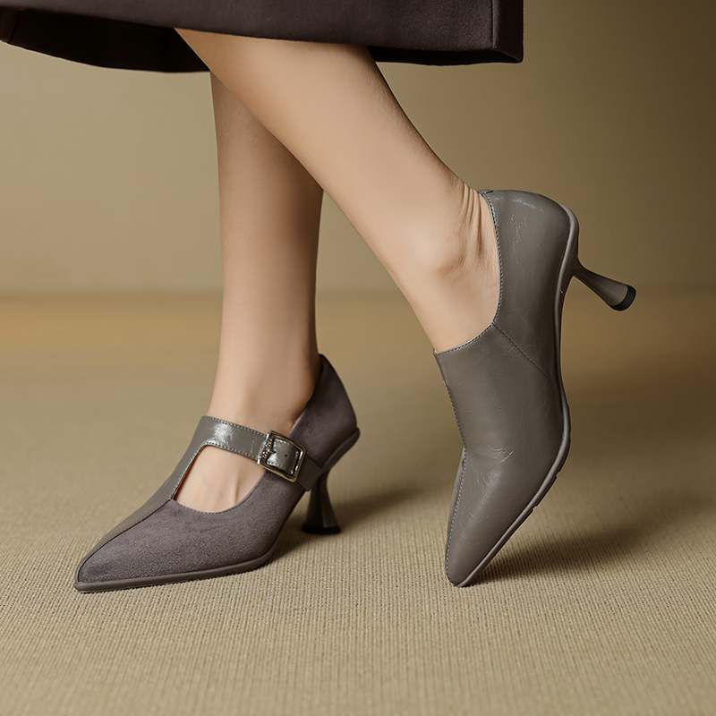 Krazing Pot Натуральная кожа Острый носок Размер 40 Шпилька Высокий каблук Металлическая пряжка Модные Гладиаторы Осенние туфли-лодочки