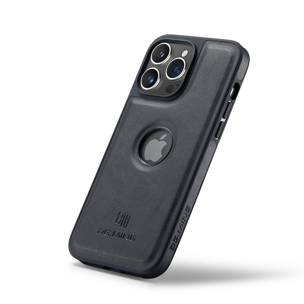 DG.MING For iPhone 16 Pro Max Case Anti-Drop Leather Coated PC+TPU Phone Back Cover