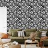 Wallpaper Black and white flowers gray and graphite, gray background 50x1000