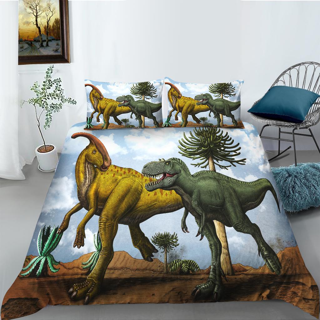 3D мир динозавров постельные принадлежности спальня динозавр пододеяльник наволочка простыня/Твин полноразмерные постельные принадлежности украшения дома
