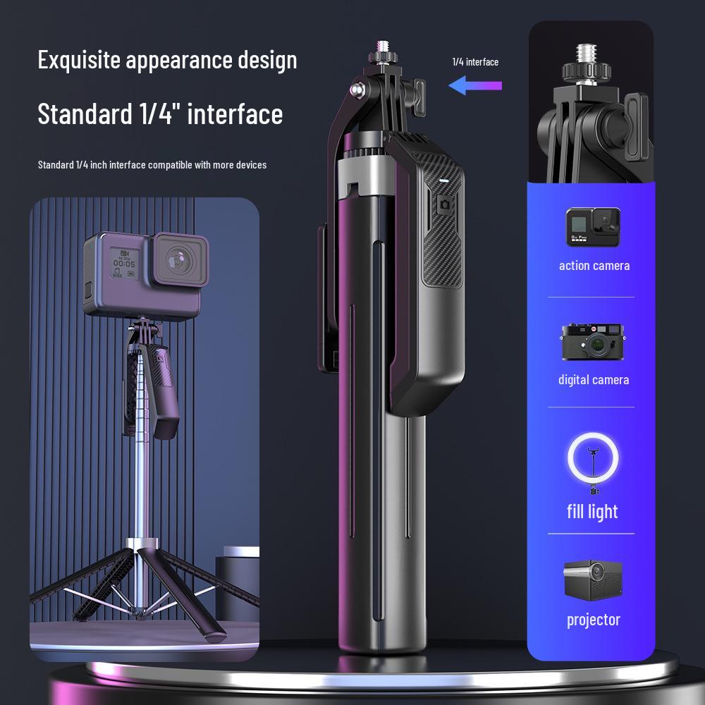 1.8m Aluminum Alloy Selfie Stick with Bluetooth Remote and Phone Holder for Live Streaming