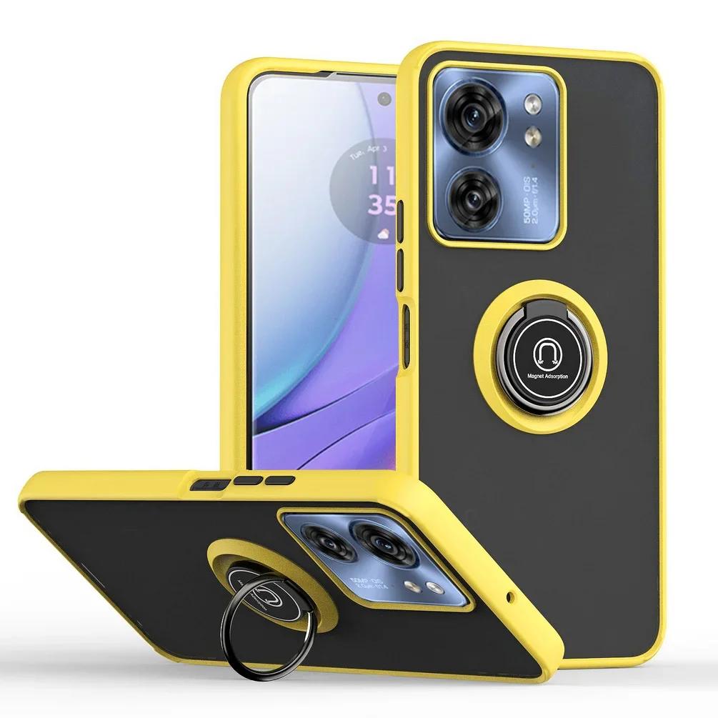 Вращающийся держатель Кольцо Магнитный чехол для Moto Edge 40 Neo 30 Fusion Neo Ultra G72 G84 G54 G14 G52 G60 G 60S G13 G23 Матовый чехол