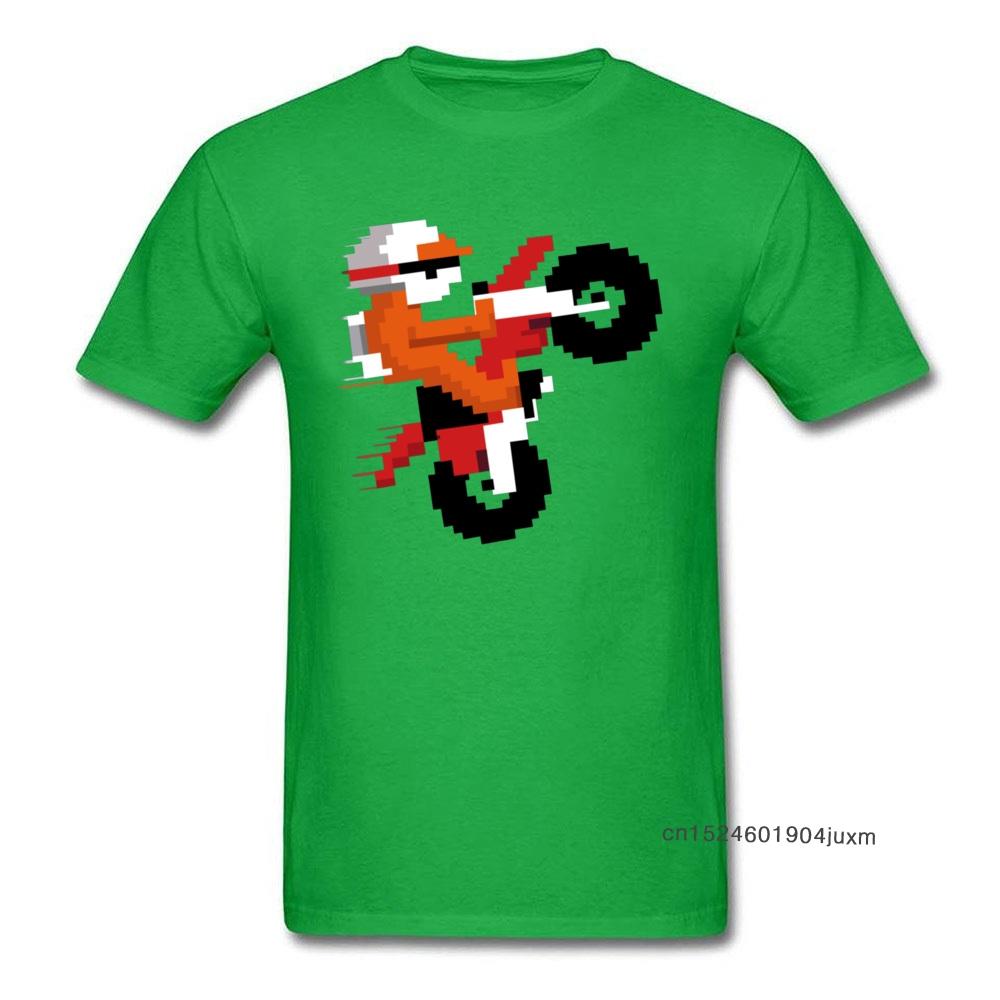 Excitebike Custom Tshirts Unisex Cotton Summer Tops Tees Green T Shirt Short Sleeve New Fashion Moto Biker Tshirt Stunt Player