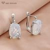 Fashion Oval Rose Gold Color Egg Shape Glass Crystal Drop Earrings For Women Wedding Elegant Jewelry Cubic Zirconia Eardrop
