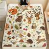 1Pc Cute Cartoon Print Flannel Blanket, High quality Comfortable for All Seasons, Home Decor, Warmth and Comfort, Perfect for Christmas Gifts W49