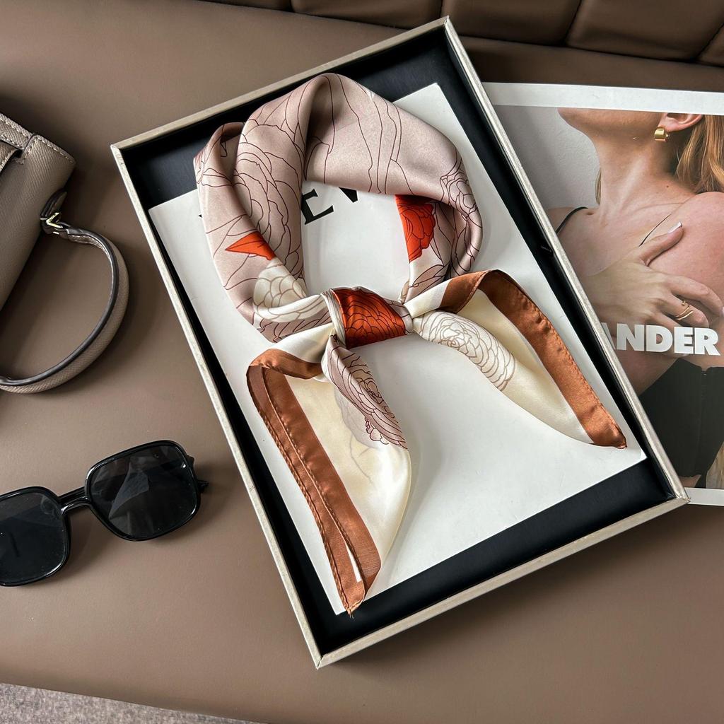 Шелковый шарф премиум-класса с принтом в корейском стиле - Универсальный модный аксессуар