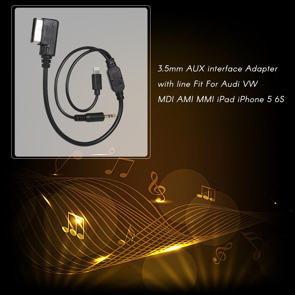 3.5mm AUX Interface Adapter with Line Fit ForVW MDI AMI MMI iPad iPhone 5 6S