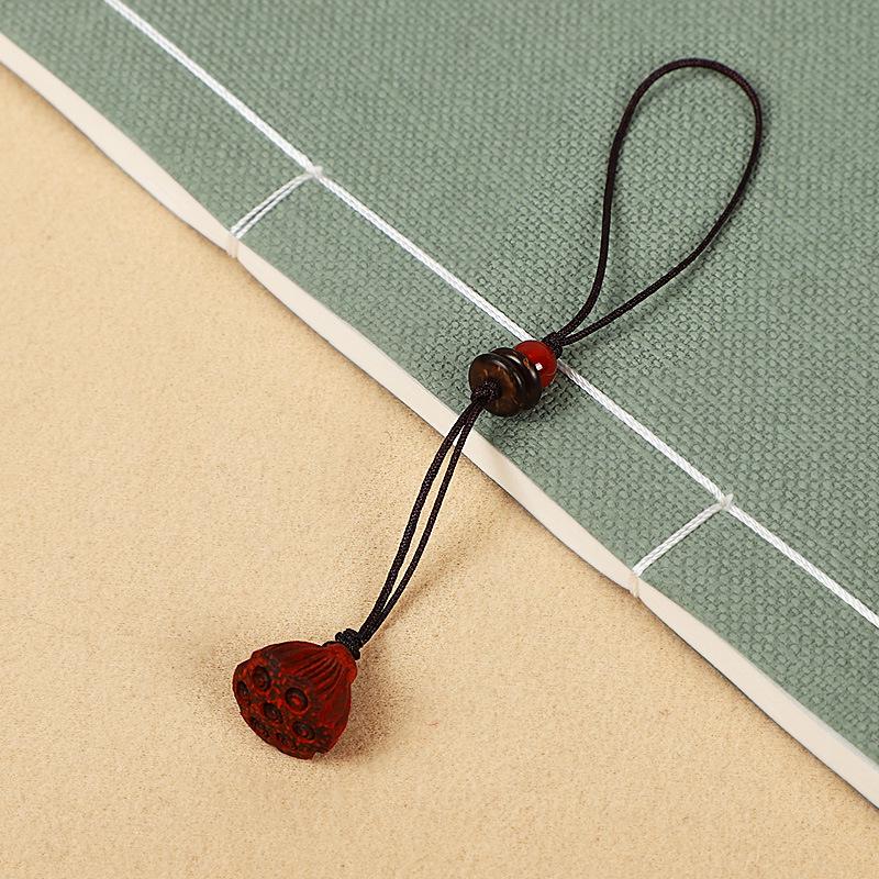 Брелок для ключей с USB-шнурком и подвеской в виде лотоса из персикового дерева для телефона и сумки - в старинном стиле, популярный для прямых трансляций