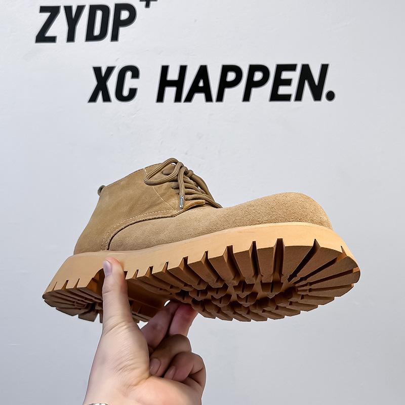 Martin boots men's 2024 new medium-top thick-soled heightening derby shoes British retro tooling rhubarb boots 4727-A