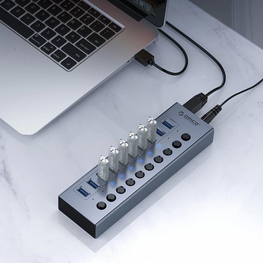 Hub Orico BT2U3-16AB 16x USB-A 3.0 z włącznikami - szary