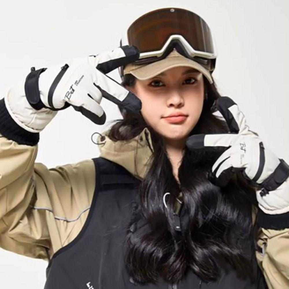 Thicken Winter Ski Gloves with Storage Bag Card Holder  Gloves Snowboard Gloves  Girls