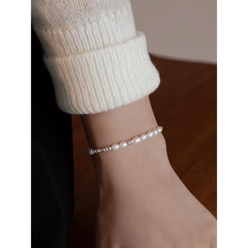 Стерлинговое серебро S925, новый китайский стиль, бамбуковые серебряные бусины, браслет из натурального пресноводного жемчуга, женский универсальный белый свет, роскошный дизайн Ins