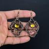 Серьги с цитрином, обернутые медной проволокой 999 пробы, серьги ручной работы с драгоценными камнями ко Дню памяти