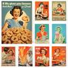 50s Funny Cooking Print Poster Happy Housewife Canvas Painting Vintage Wall Art Picture Kitchen Restaurant Bakery Home Decor
