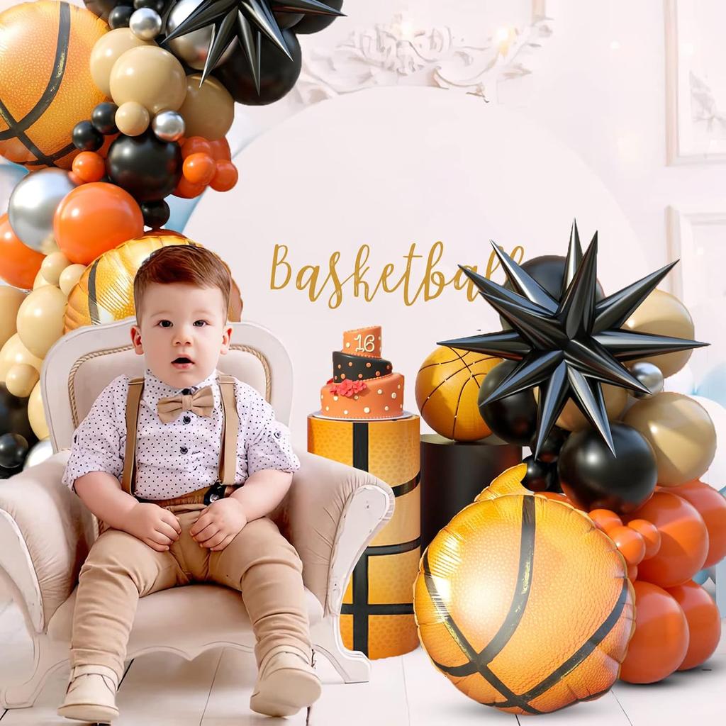 100Pcs Basketball Balloon Arch Garland Kit Basketball Party Balloons Garland for Boys Birthday Party Sports Party