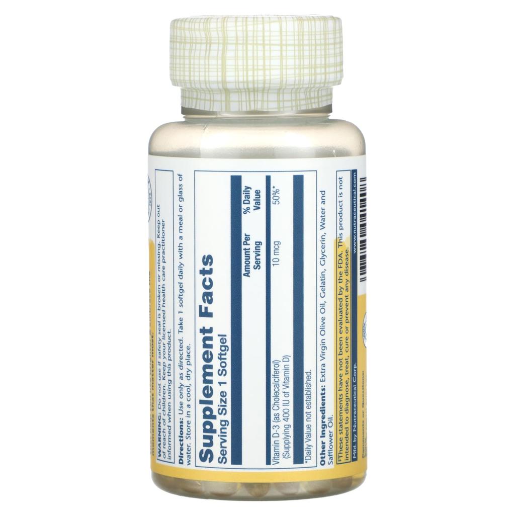 Vitamin D3, 10Mcg, 120 Softgels