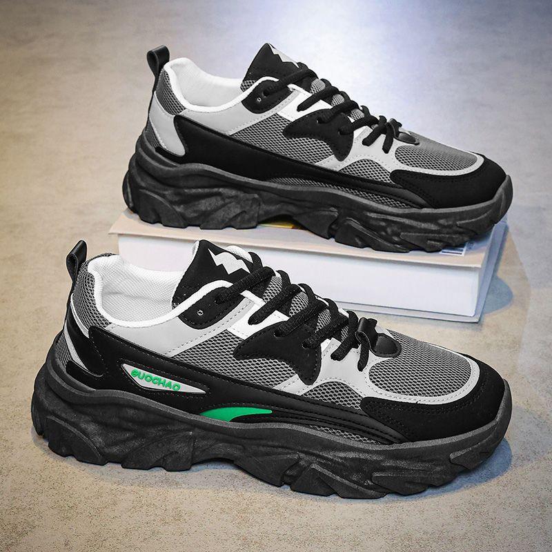 Весенняя мужская обувь, новые дышащие сетчатые туфли, мужские кроссовки в корейском стиле, универсальные, на толстой подошве, повседневная обувь для папы, мужские