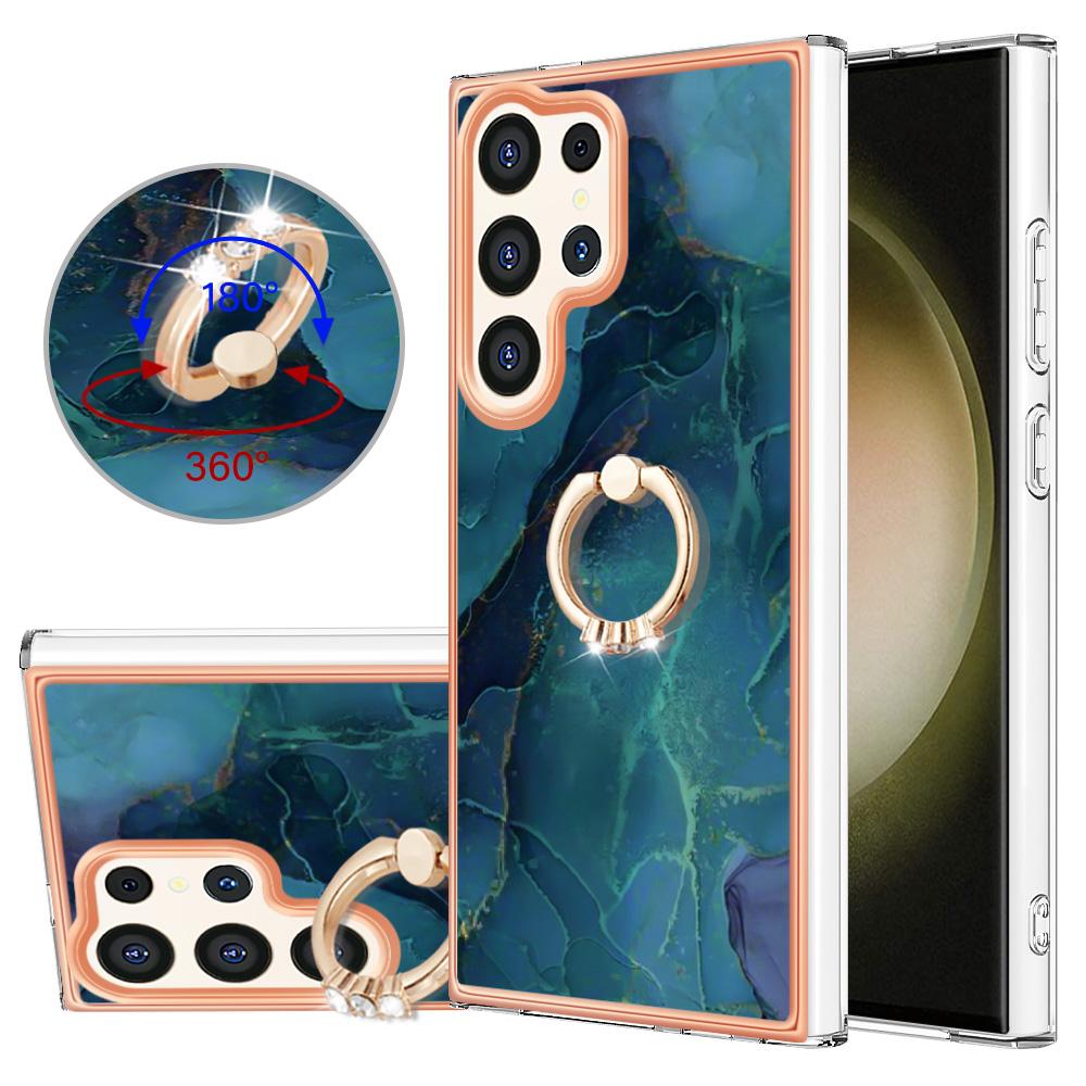 Ремешок со съемной пряжкой из зеленого мрамора, кольцо против падения или мягкий чехол для телефона с гладким дизайном для Samsung iPhone Redmi Oppo Moto Honor Google Sony...