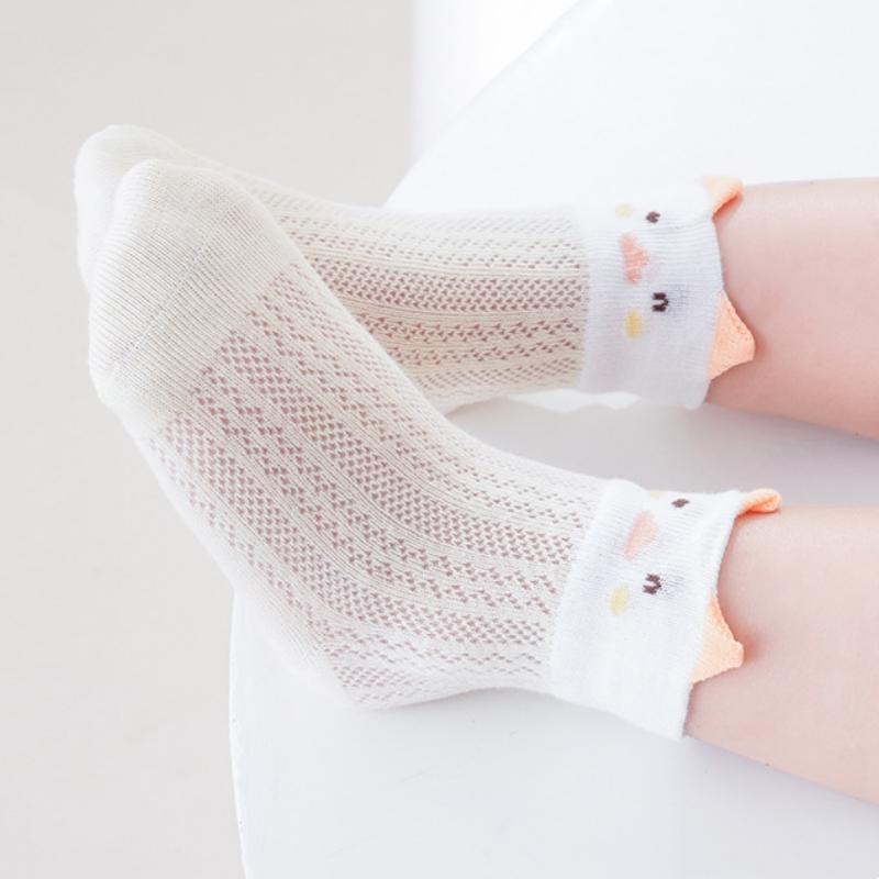 Летние детские носки для девочек и мальчиков, сетчатые тонкие детские носки с милым рисунком, мягкие и удобные носки для новорожденных 0-5 лет