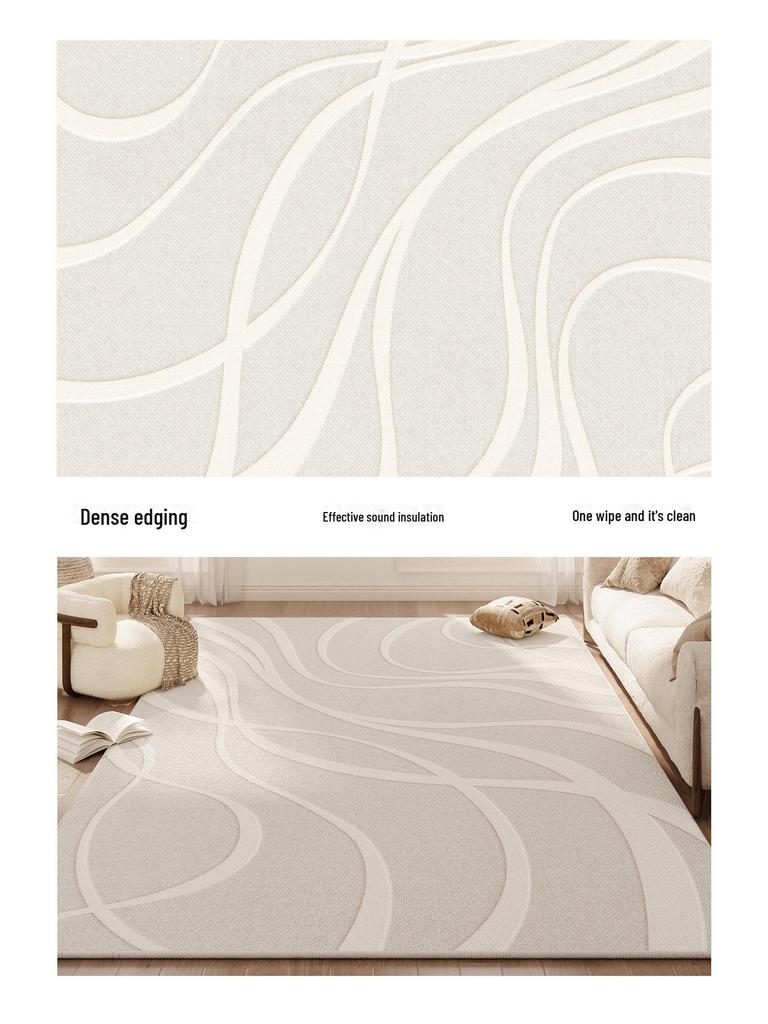 2024 Роскошный бархатный водонепроницаемый ковер для гостиной - не требует стирки, однотонный, простой дизайн, напольный коврик