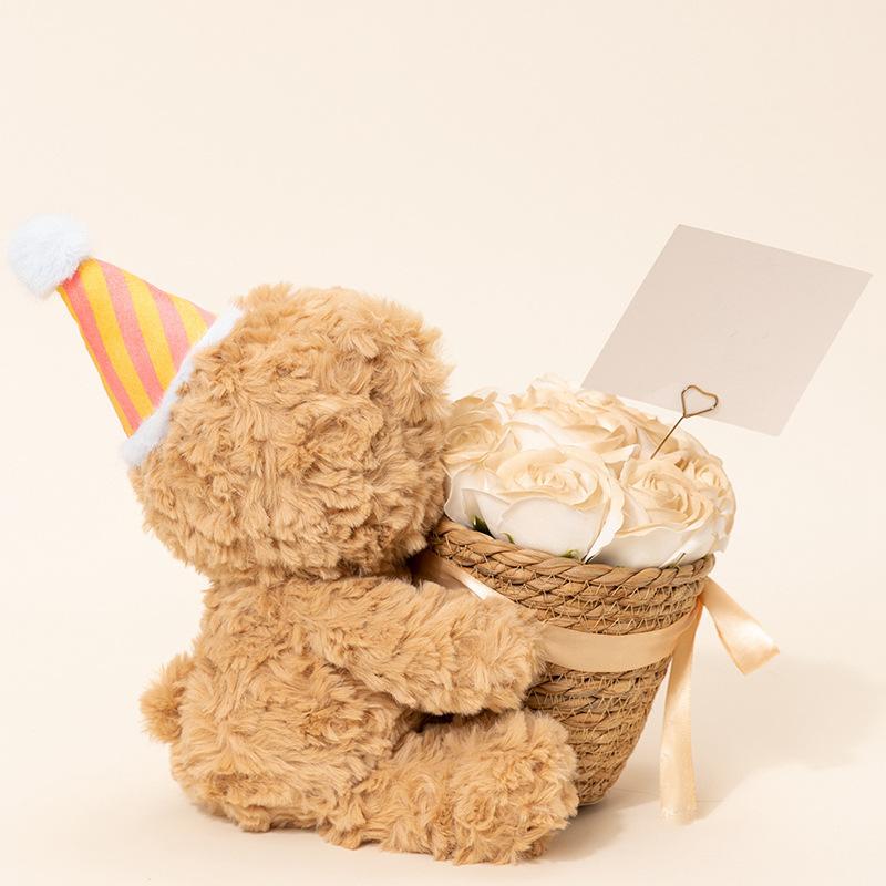 Hugging Flower Bear Doll Plush Toy Forever Bouquet Teddy Bear Qixi Festival Valentine's Day Birthday Gift Doll Doll