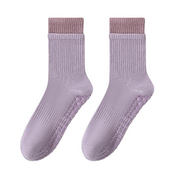 1 Pair Yoga Socks with Non-slip Gripper Breathable Moisture-Wicking Ballet Dance Fitness Pilates Athletic Gym Sports Mid-calf Socks