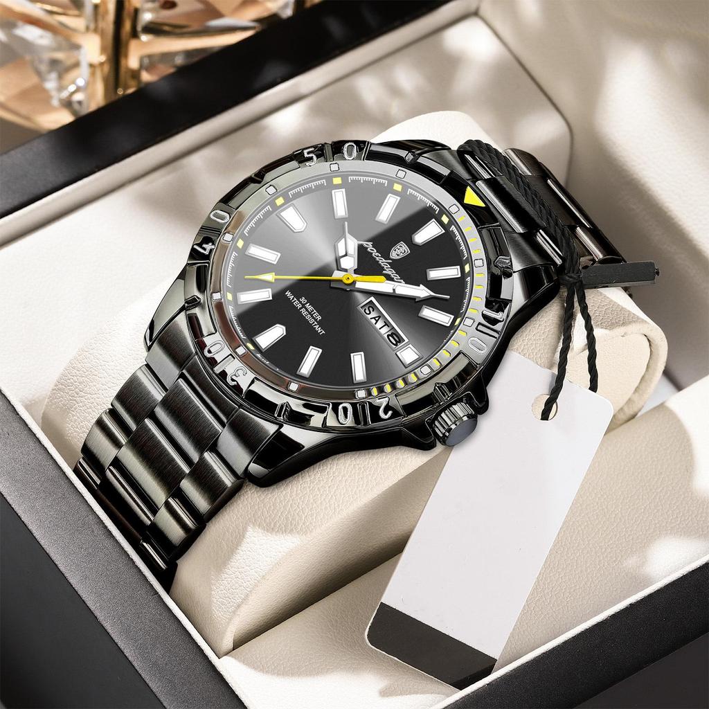 POEDAGAR Кварцевые мужские часы водонепроницаемые светящиеся дата недели мужские часы военные мужские часы из нержавеющей стали спортивные мужские часы