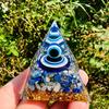 Crystal Stone Pyramid Figurine Drop Glue Evil Eye Pyramid Evil Eye Ornament  Home Office