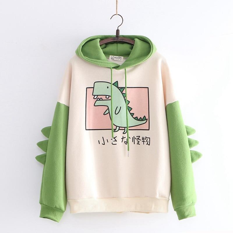 Cute Dinosaur Hoodies Women Sweatshirt Pullovers Tops Harajuku Hooded Girls Female Teens Hooded Clothes 2023