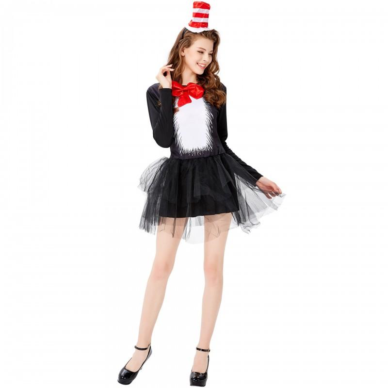 Halloween Costume Women Magic Queen Dress Penguin Role Play Stage Performance M XL Size