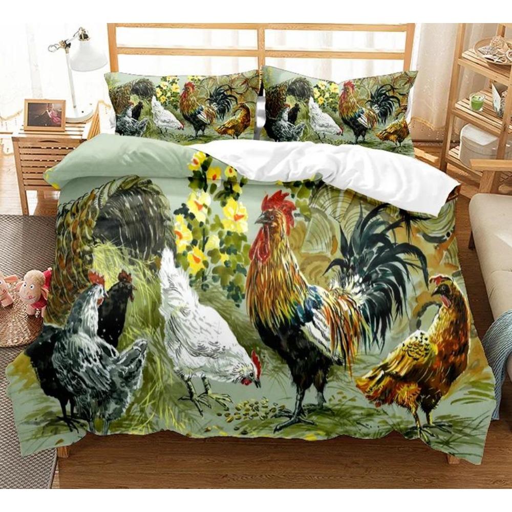 Пододеяльник с курицей King Queen Size, комплект постельного белья с милым рисунком курочки для детей, подростков, взрослых, животных на ферме, мягкий полиэстеровый чехол