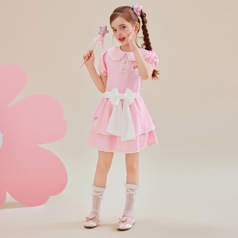 Hello Kitty Летний сладкий комплект для девочек: короткий рукав и юбка с бантом