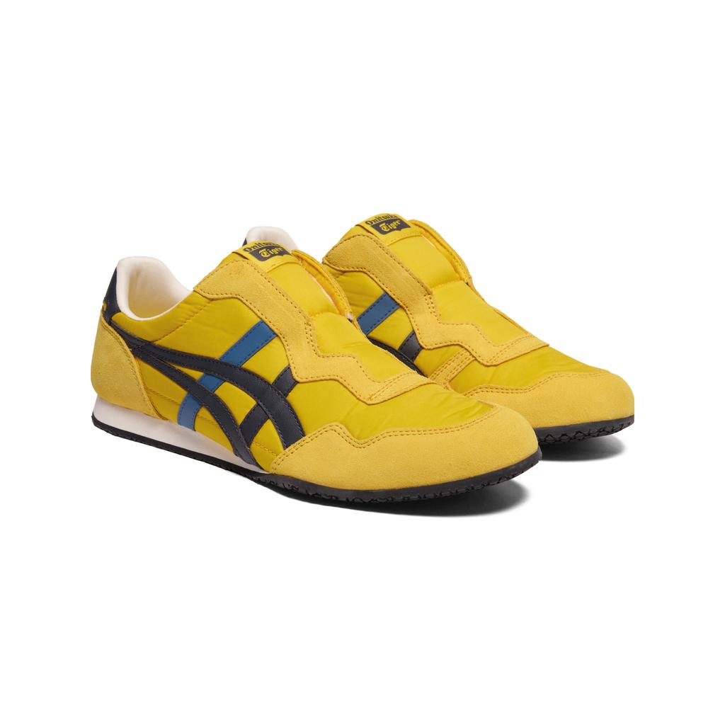 ONITSUKA TIGER Serrano Слипоны Тканевые Классические Универсальные Легкие Дышащие Легко надевать Повседневная обувь Унисекс кроссовки Желтый Темно-синий 1183C615-750