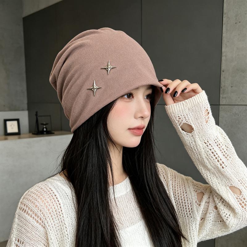 Autumn and winter Korean stars big head circumference heap hat autumn and winter show face small hat women's versatile bag cold and warm cover hat
